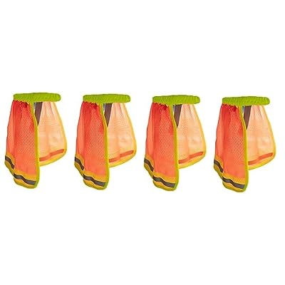 DOITOOL 4Pcs Parasol para Casco de Obra - Cubierta de Sombrero Reflectante con Protector de Cuello - Visera de Malla Transpirable Plegable para Seguridad en Construcción y Jardinería