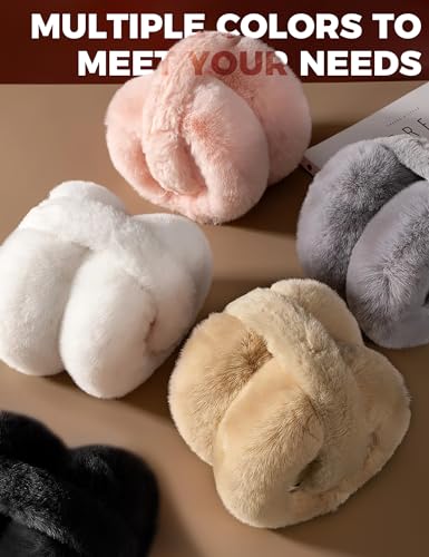 Buauty Ear Muffs Winter Women Men Kids Girls Earmuffs For Women Winter Accessories Ear Covers Cold Weather Running Ear Warmers Headband White Black Cute Fluffy Fuzzy Adjustable Foldable Faux Fur Ladies thumb #7