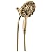 Delta Faucet 4-Spray In2ition Dual Shower Head with Handheld Spray, Gold Shower Head with Hose, Showerheads & Handheld Showers, Handheld Shower Heads, Champagne Bronze 58499-CZ