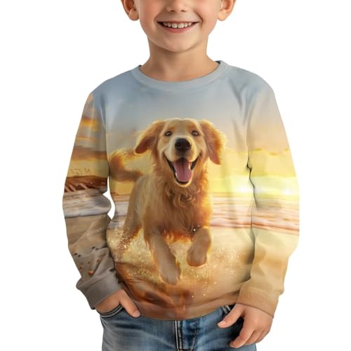 WELLFLYHOM Golden Retriever Shirt for Boys Size 7-8 Toddler Long