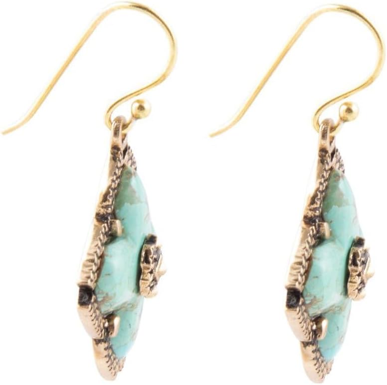 Barse Jewelry Blue Turquoise Maltese Golden Cross Earrings