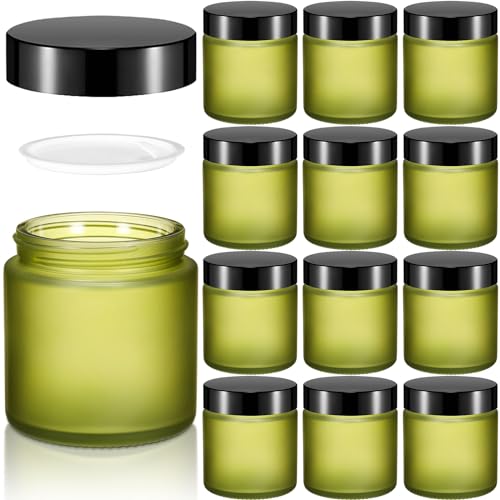 Image of Norme 12 Pcs 4 oz Glass Jars with Lids Cosmetic Jars, Pea Green
