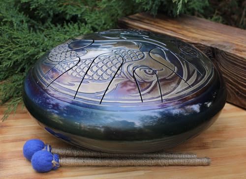 Tambor de lengua de acero 12 pulgadas PISCES YIN YANG miniatura 3