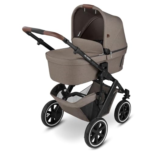 ABC Design 2 in 1 Kinderwagen Salsa 4 Air – Kombikinderwagen für Neugeborene & Babys – Inkl. Sportsitz Buggy & Babywanne – Radfederung & Luftreifen – Farbe: nature