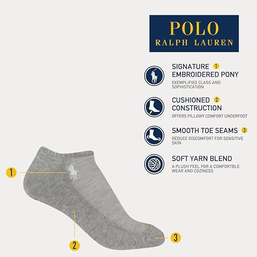 Polo Ralph Lauren girls Mesh Sport Low Cut Socks - 6 Pair Pack - Breathable Soft Cushioned Comfort4