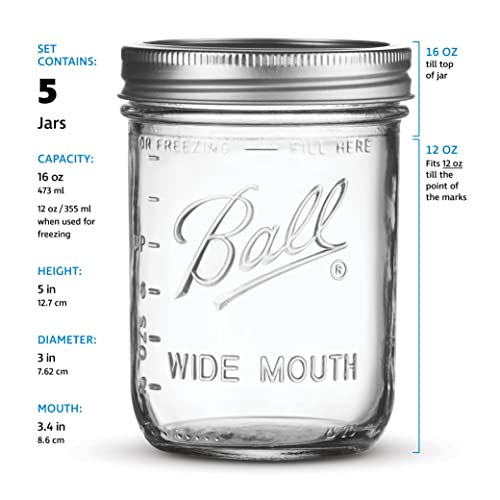 Sewanta Wide Mouth Mason Jars 16 Oz [10 Pack] With Mason Jar Lids And Bands, Mason Jars 16 Oz - For Canning, Fermenting, Pickling - Jar Décor - Microwave/Freeze/Dishwasher Safe Jar Opener #TOP7