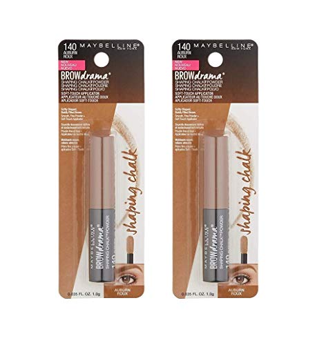 Pack of 2 Maybelline New York Brow Drama Shaping Chalk Powder, Auburn 140