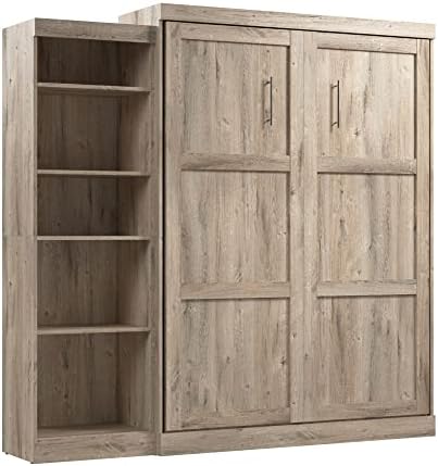 Bestar Pur Queen Murphy Bed with Shelving Unit, 90-inch Space-Sav...