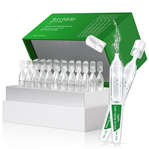 Bacheri Anti Aging Face Ampoule With Apple Stem Cells Serum For Wrinkle Reduction And Skin Rejuvenation, Hydrating Facial Serum With Fruit Stem Cell Extract, 30 Ampoules #TOP3