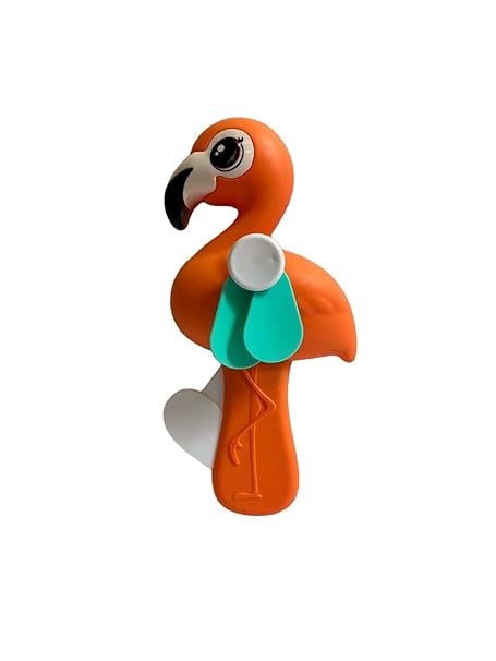 Amable Manual Hand Press Flamingos Shaped Fan for Kids, Small Pocket Fan for Outdoor, Safe Mini Manual Fan, Portable Summer, Fan Toy For Children - Multi Print (Orange)