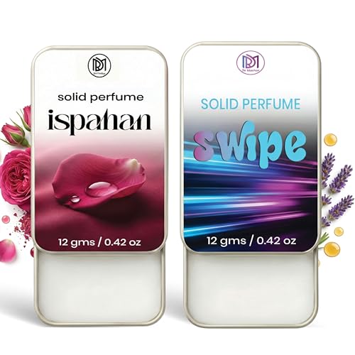 Image of Dr.Mashur Solid Perfume |Swipe&Ispahan Alcohol Free Wax Perfume Balm, Long Lasting | Pocket Tin 12g, Pack Of 2| Non Greasy Smooth Glide, Travel Friendly Men And Women