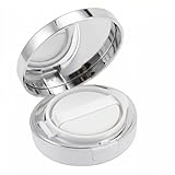 White Silver Luxurious Edge 15g/0.5oz Empty Air Cushion Puff Case, Portable Makeup Powder Container with Mirror Sponge Puff & Extra Inner Container for Foundation BB Cream Liquid Foundation