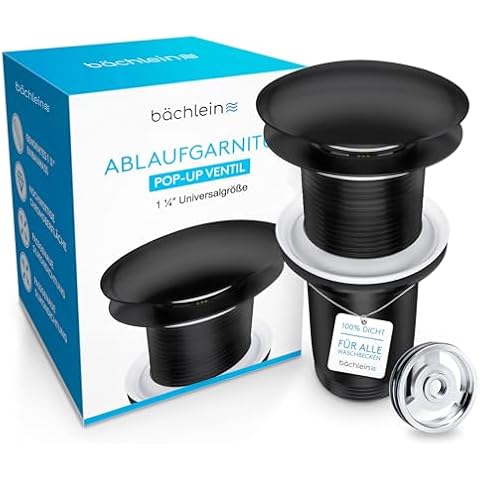 Bächlein Bathroom Sink Drain Small Cap no Overflow (matt Black no Overflow) Cover