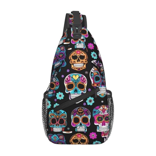Bolso Bandolera Sugar Skull para Senderismo y Uso Diario miniatura 1