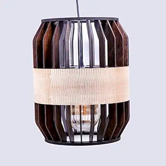 KEROWL Hanging Lamp Electric Antique Wooden Ceiling Lights Night Lamp for Living Room,Dining Hall,Home Decor Kitchen Pendant Lamp | Home Decor Modern Hanging Kitchen Light (Dholak Shape)