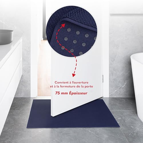 Hammetex Tapis de Bain Antidérapant 51x86 cm, 100% Coton 1200 GSM, Lavable, Absorbant, Séchage Rapide, Certifié Oeko-TEX, Bleu foncé – vue 5