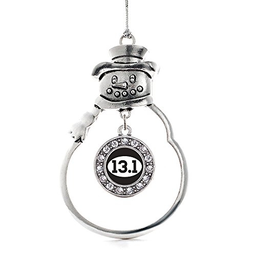 Inspired Silver - 13.1 Runners Charm Ornament - Silver Circle Charm Snowman Ornament With Cubic Zirconia Jewelry #TOP7