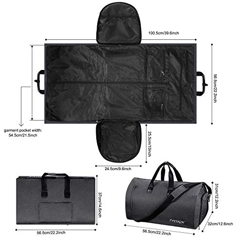 IVESIGN 2 in 1 Carry-on Travel Garment Bag Convertible Suit Duffle Bag with Shoulder Strap and Shoes Compartment Weekender Bag for Men Women