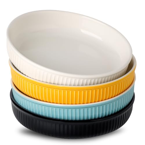 Howise 8" Large Pasta Bowls, 30 Ounces Salad Bowls Large, White Pasta Bowl Set of 4, Ceramic Pasta Plates Set, Wide Shallow Bowls Set, Microwave Dishwasher Safe