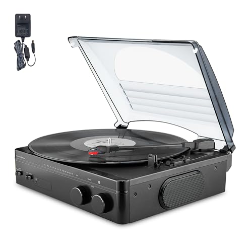 LUXSWAY Vinyl Turntable Record Player with Built-in Speakers and Bluetooth,3-Speed Belt-Driven Record Player Support FM Radio RCA Output Headphone Jack LP Turntable for Home Decoration and Gifts