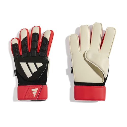 Image of adidas Unisex Match Fingersave Goalkeeper Football Gloves, Black, Black, White, Size 8