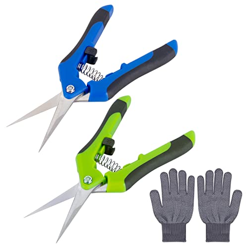 2 Stücke Gartenschere Rosen-Pflanzenschere 170 Mm Edelstahl Ernteschere Blumenschere Leseschere Astschere,Für Garten Obst & Gemüse, Ernteschere Cannabis Trimmen Pflanzen Blumen+ Gartenhandschuhe