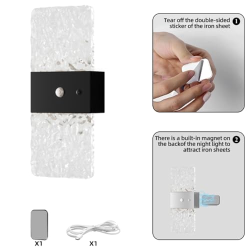Aplique de pared LED con sensor de movimiento lámpara recargable USB 3000K-6000K blanca 5