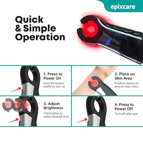 EpixCare Vein Finder for IV Access - Handheld Portable LED Light Veins Viewer for Phlebotomy Nurses Nursing Student - USB Rechargeable Transilluminator Device Skin Vein Locator Flashlight Clinics Home by EpixCare - Image 7