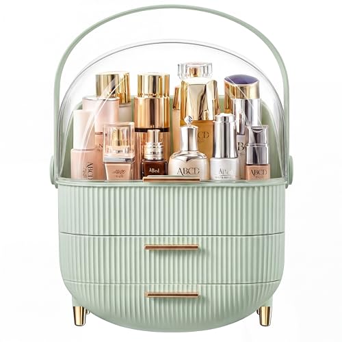 Makeup Organizer Skincare Organizers - Cosmetic Display Cases with Transparent Cover, SkinCare Organizers for Bathroom Countertop, Bedroom Vanity Desk, Lipstick Organizer, White by NestOrganix - Used condition - US$20.54