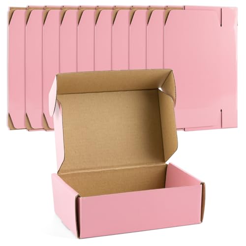 Frametory 6x4x2 Pink Shipping Box, Pack of 26 Corrugated Cardboard Boxes for Mailing, Packing, Small Business Gifts Wrap Boxes With Lid