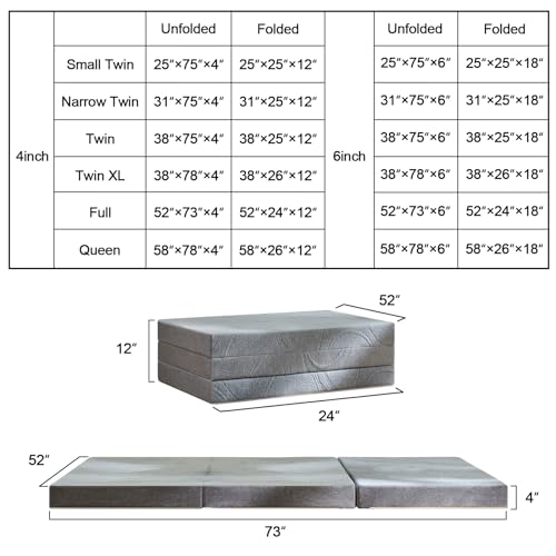 Twolike Full Foldable Mattress, 4 Inch Tri-Fold Foam, 52x73 inches by Twolike - Image 2