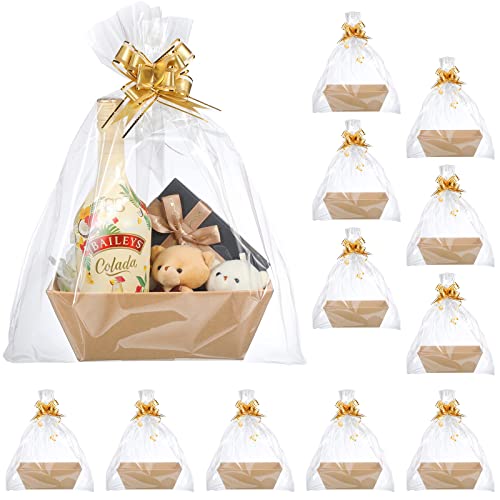 44 Pcs Basket for Gifts Empty Gift Basket Kit Include 12 Gift Basket Empty 12 Plastic Bags for Gift Baskets and 20 Pull Bows for Wedding Thanksgiving Christmas Party Gift Wrapping (Gold,Solid) 44 Pcs Basket for Gifts Empty Gift Basket Kit Include 12 Gift Basket Empty 12 Plastic Bags for Gift Baskets and 20 Pull Bows for Wedding Thanksgiving Christmas Party Gift Wrapping (Gold,Solid)