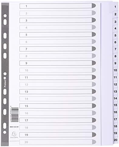 Exacompta - Ref MWD1-5Z - Mylar Printed Indices - For Use WithA4 Documents, Pre-Punched, 160gsm White Card with Reinforced Plastic Tabs, FSC-Certified - 5-Part Dividers (1-5)