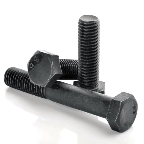 Image of M6-1.0 x 12mm Hex Head Screw Bolt, Carbon Steel Grade 8.8, Black Oxide Finish,Metric Thread, Hexagon Head Bolts for Hardware Furniture Machinery,30 PCS