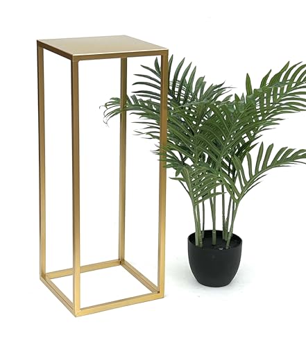 DanDiBo 96506 Tabouret à fleurs carré en métal doré - Table d'appoint - Colonne de fleurs - Support moderne pour plantes (60 cm)