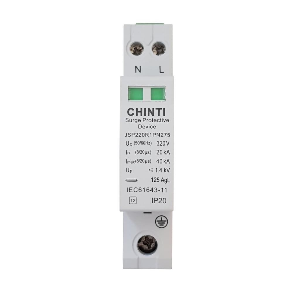 Elettrolucestore - chint scaricatore di sovratensione protezione da fulmini 1polo + neutro 40ka 275v (50/​60Hz) 1 modulo 81306