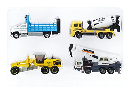 La confezione multipla di Mezzi da Lavoro Matchbox include quattro fantastici veicoli di grandi dimensioni e attrezzature da costruzione per i bambini amanti dei camion grossi e robusti del mondo delle costruzioni.