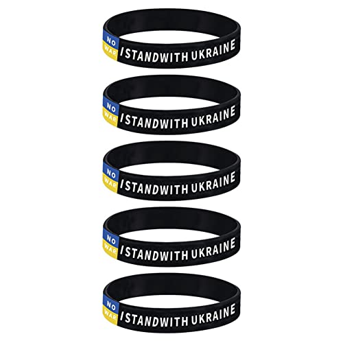 ZKXXJ I Stand with Ukraine Bracelet,Support Ukraine Political Ukrainian Patriot Wristband Sport Rubber Ukrainian National Flags Black Silicone Bracelet Ukraine Jewelry Gift for Unisex4