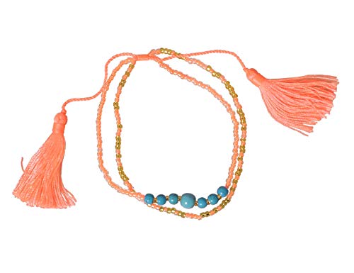 kadoh Armband Perlchen mit Türkis, lachs-neon, größenverstellbar, mit Quasten Cover