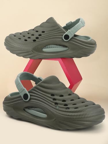 Image of Men's Lightweight EVA Clogs with Adjustable Back Strap | Breathable Anti-Skid Slip-On Sandals | Comfortable Casual Garden Beach Clogs for Indoor Outdoor