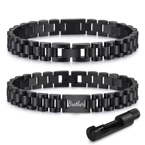XUANPAI Brother Engraved Bracelet Stainless Steel - 8.66" Mens Gift for Brother from Sister Sibling - Christmas Birthday Present