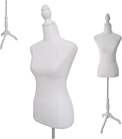 Vista 10 de Maniquí de costura para torso de vestido, cuerpo de maniquí femenino con base de trípode, altura ajustable de 58 a 67 pulgadas, forma de espuma
