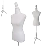 Female Dress Form Mannequin Torso with Wooden Tripod Stand 55-67 Inch Height Adjustable Mannequin Body for Sewing Counter Window Display,White