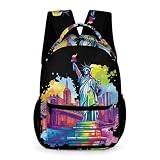 New York City Skyline Colorful Laptop Backpack Travel Computer Work Bag Daypack for Men Women