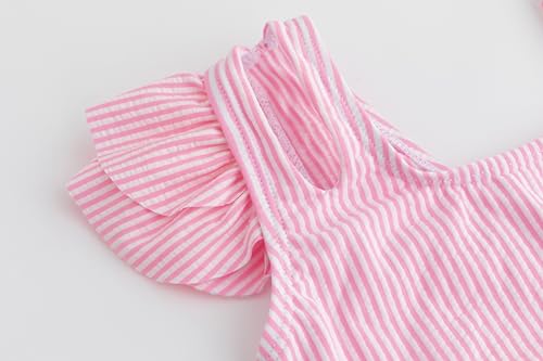 LIZENS Two Piece Girls Swimsuit, One Shoulder Ruffled Bikini Set with Adjustable Strap, Girls Bathing Suit for 2-12 Years3