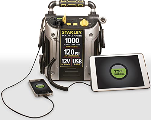 STANLEY J5C09 1000 Peak Amp Automotive Jump Starter, Portable Power – 2.1A/10W USB Port, 12V Outlet, 120 PSI Air Compressor for Tires, Bikes & Sports Equipment by STANLEY - Image 6