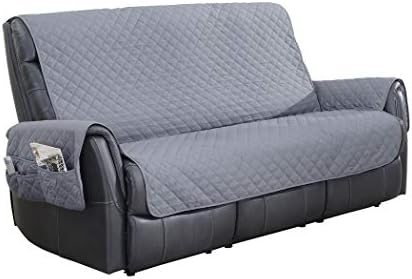 Home Queen Premium Waterproof Couch Slipcover with Pocket for Leather Sofa, Non-Slip Sofa Protector, Furniture Covers for Dogs, Kids, Pets, Sofa Covers 75" L x 110" W, Grey