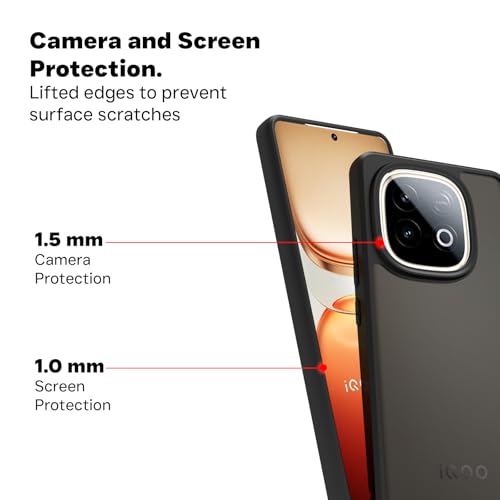 Image of RIGGEAR Shockproof Sleek Hybrid Armor Back Cover Case for iQOO Neo 10 5G (Smoke Black Matte PC and Black TPU Bumper)