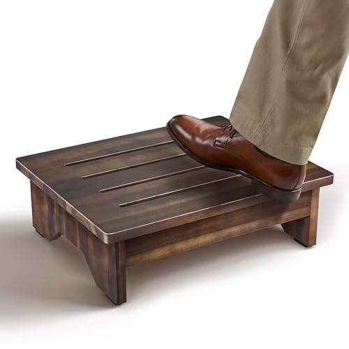 TINAMO 5” Wood Step Stool, Acacia Wooden Stools (No Assembly
