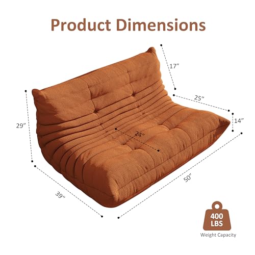 Image of Modular Sectional Sofa Couches L-Shape Couch 3 Seat Modular Sofa Memory Foam Sectional Couches for Living Room, (Orange, Loveseat)